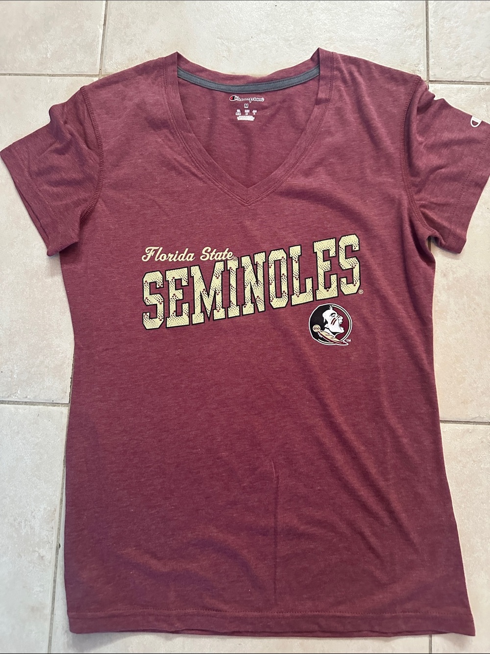 Champion Florida State Seminoles Women's V-Neck Tee Medium
